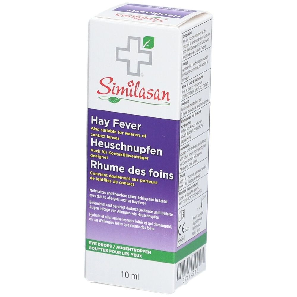Similasan Rhume des foins gouttes pour les yeux, emballage, 10ml.