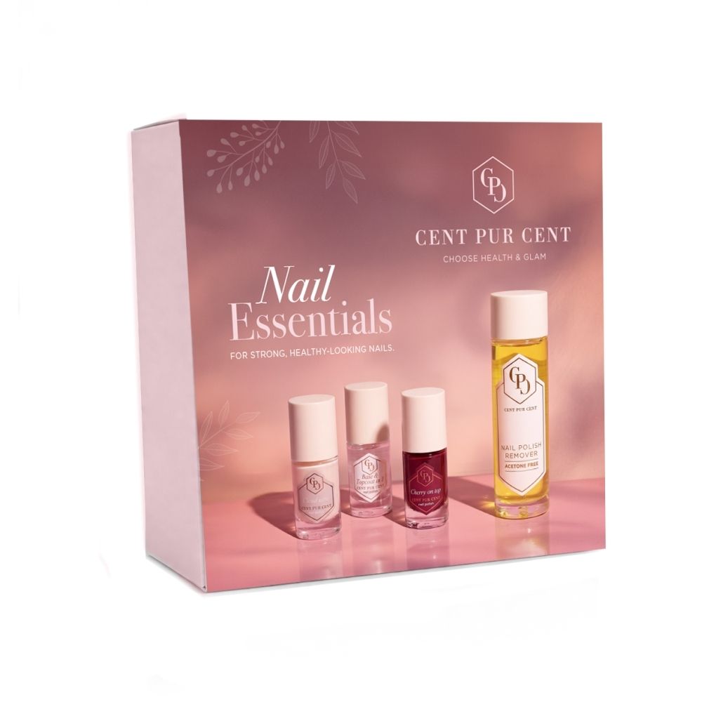 Cent Pur Cent Box Nail Essentials: Drie nagellakken en een nagellakremover.
