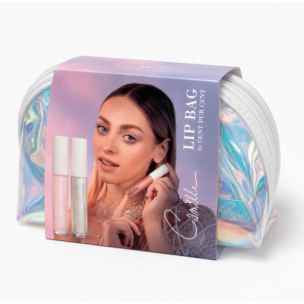 Cent Pur Cent Camille Lip Bag make-uptas met twee lipgloss producten.