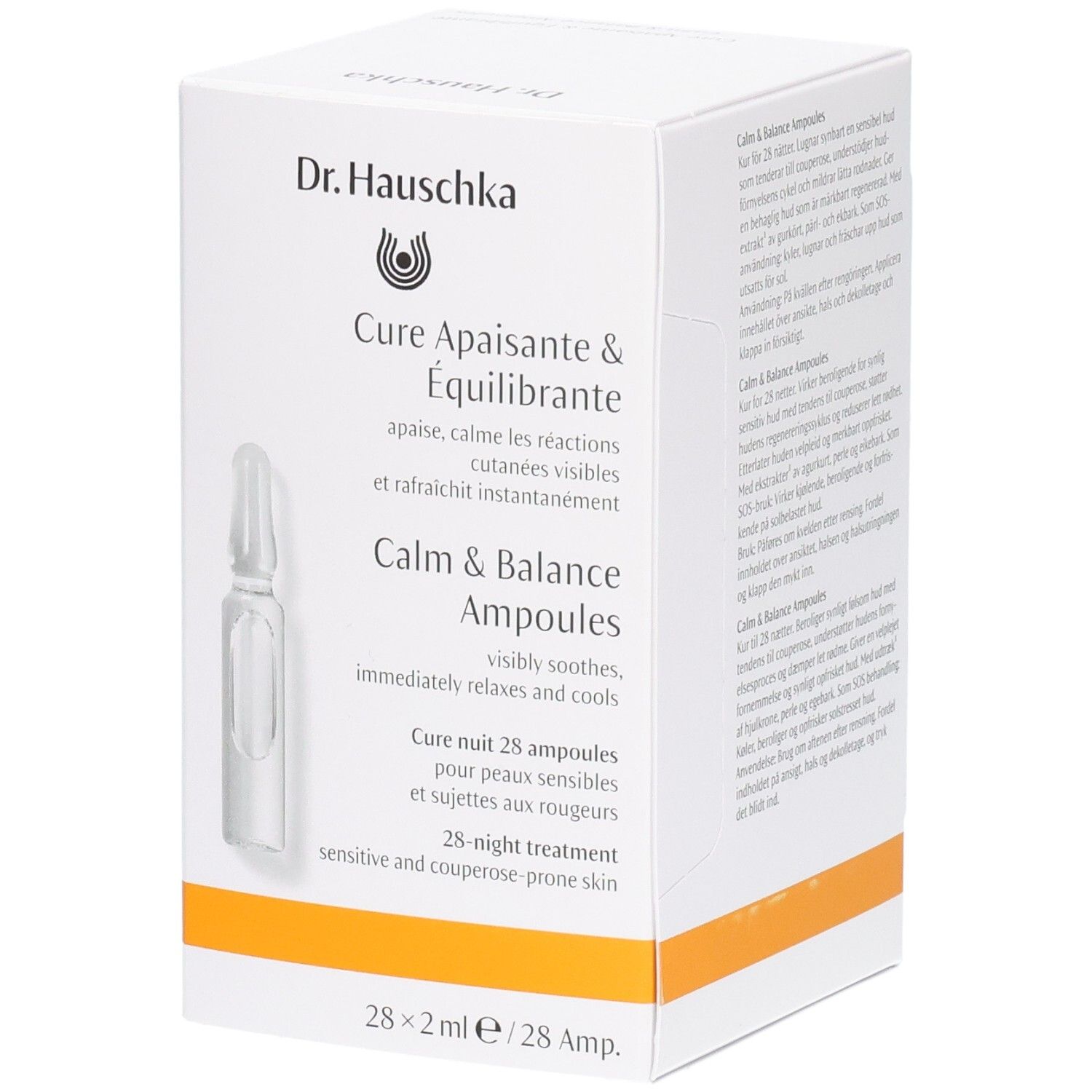 Dr. Hauschka Cure Apaisante & Équilibrante, 28 ampoules de 2ml. Boîte avec une ampoule.