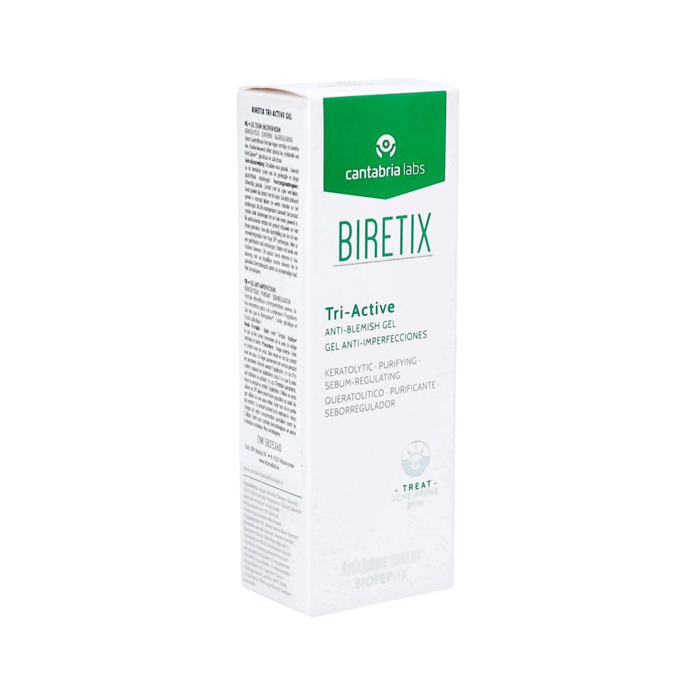 Verpakking van Cantabria Labs Biretix Tri-Active Gel Anti-Imperfections, voorkant.
