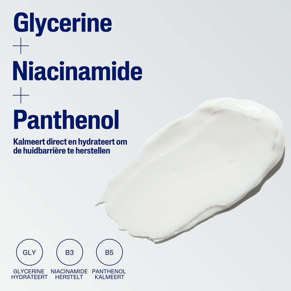 Verpakkingsverandering: oude en nieuwe Cetaphil vochtinbrengende crème pot, Nederlandse versie.