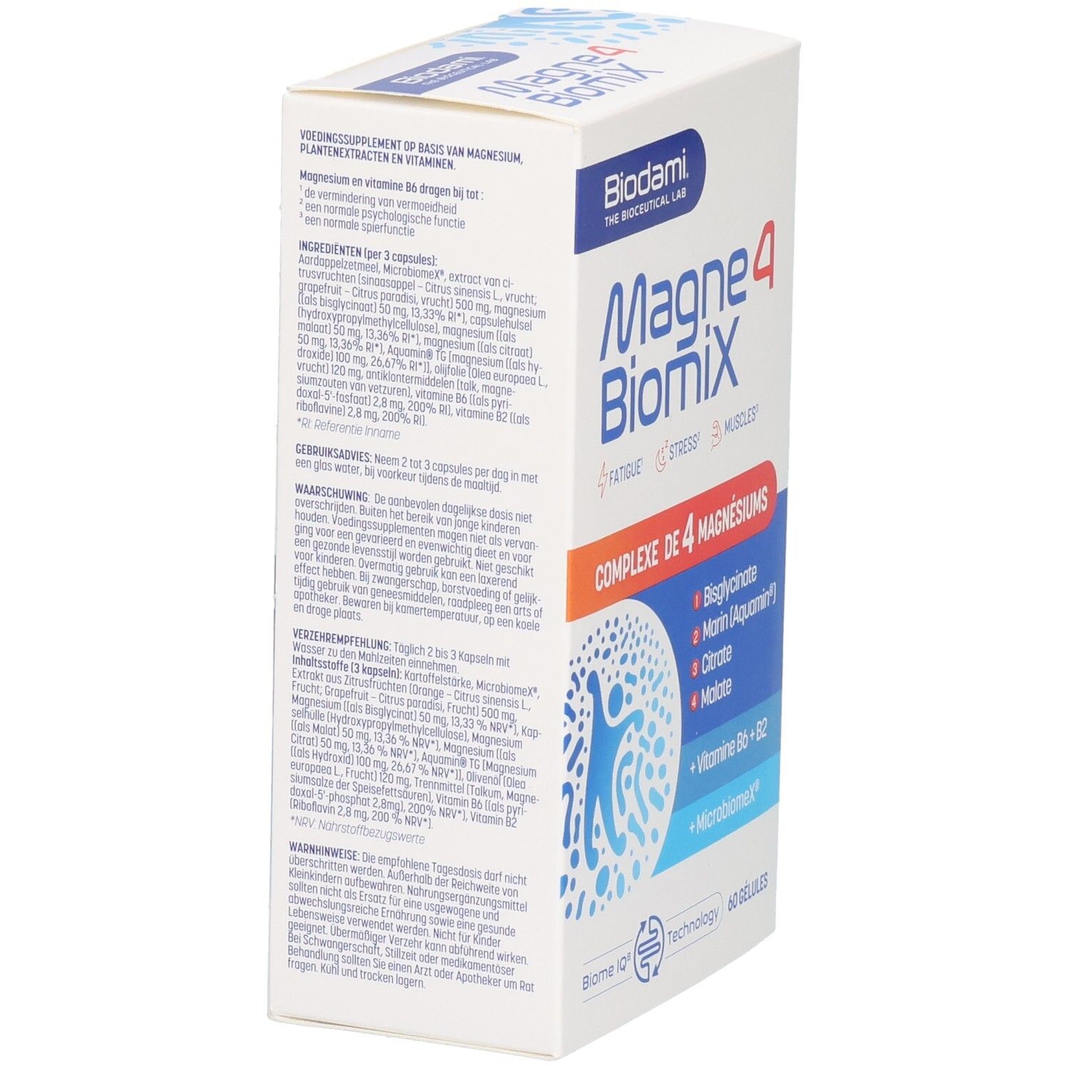 Biodami Magne4 BiomiX Capsules: Dos avec ingrédients et instructions d'utilisation, 60 gélules.