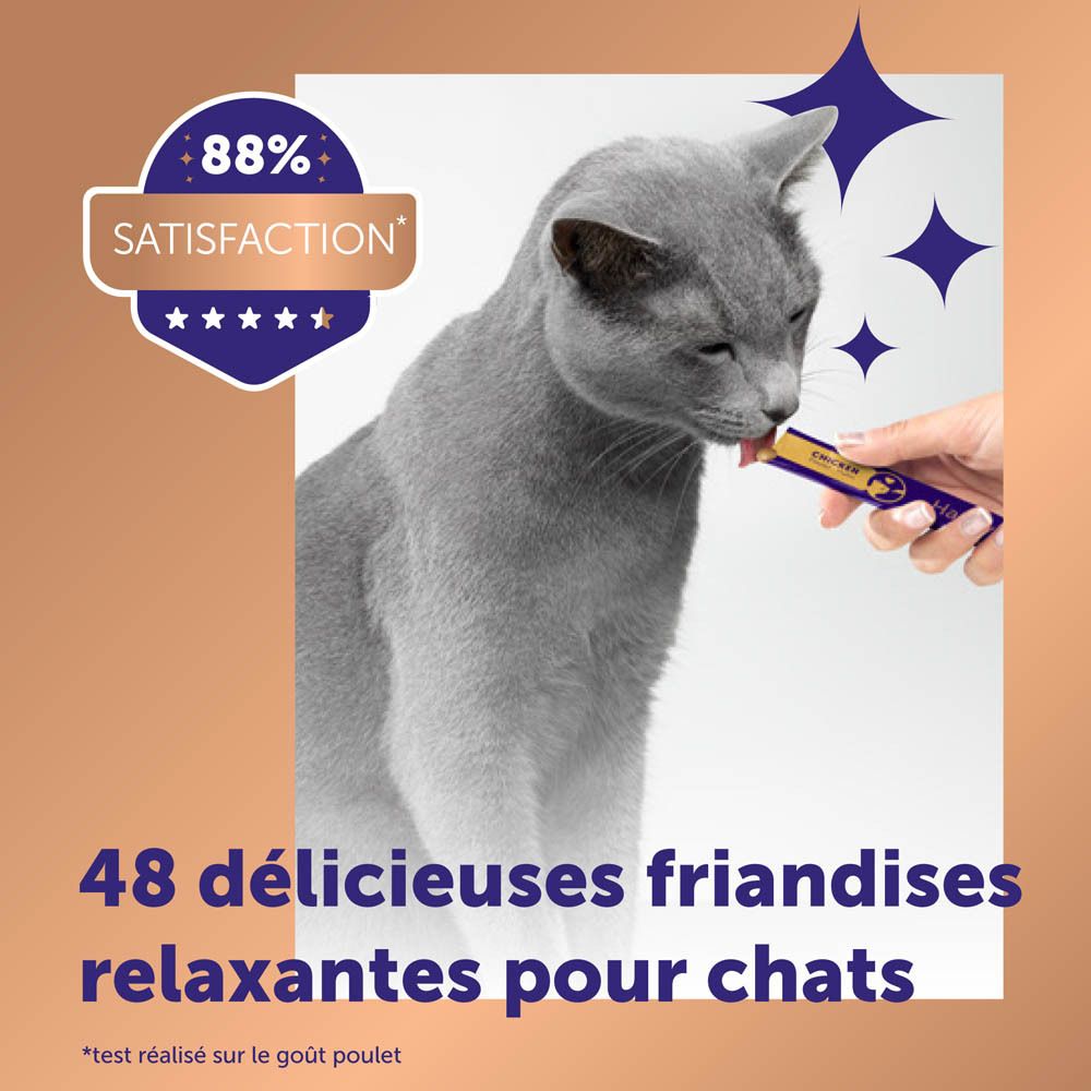 Boîte de 48 sticks, 24 saumon & 24 poulet. Contient de l'Alpha-Casozépine.