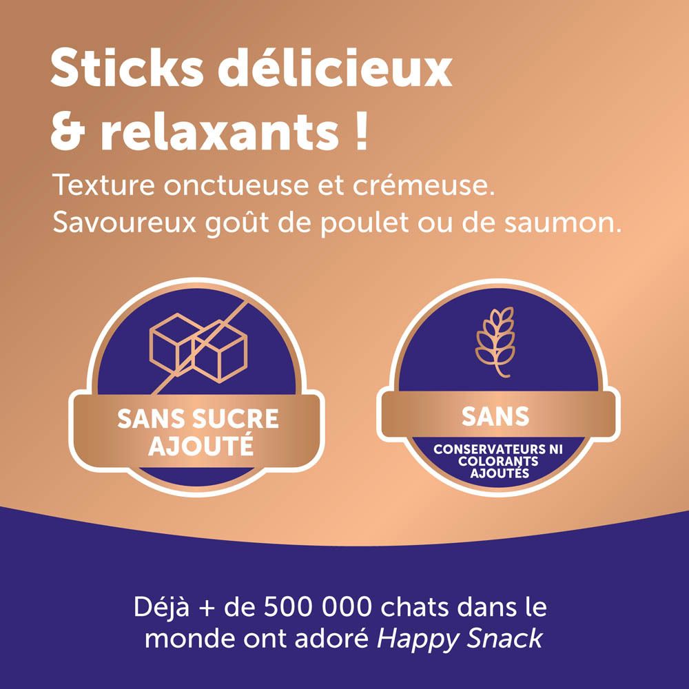 Boîte de 48 sticks, 24 saumon & 24 poulet. Contient de l'Alpha-Casozépine.