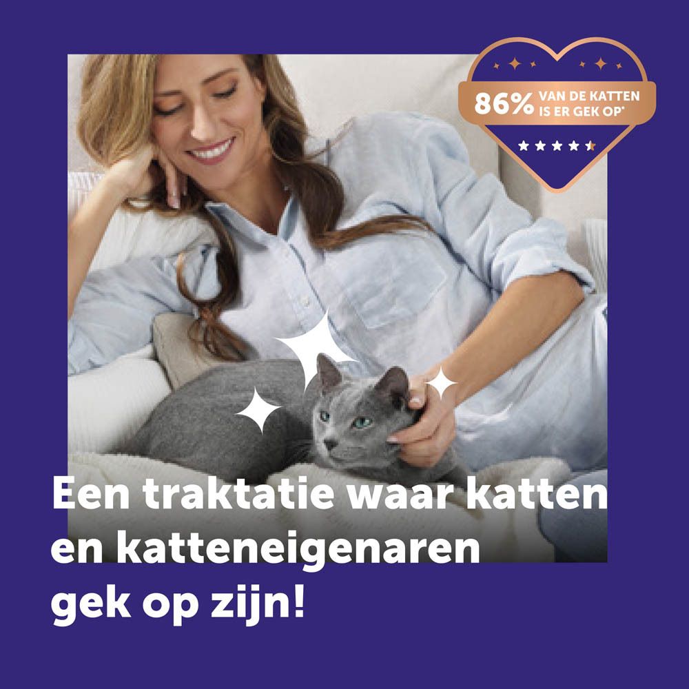 Doos met 48 sticks, 24 zalm & 24 kip. Bevat Alpha-Casozepine.