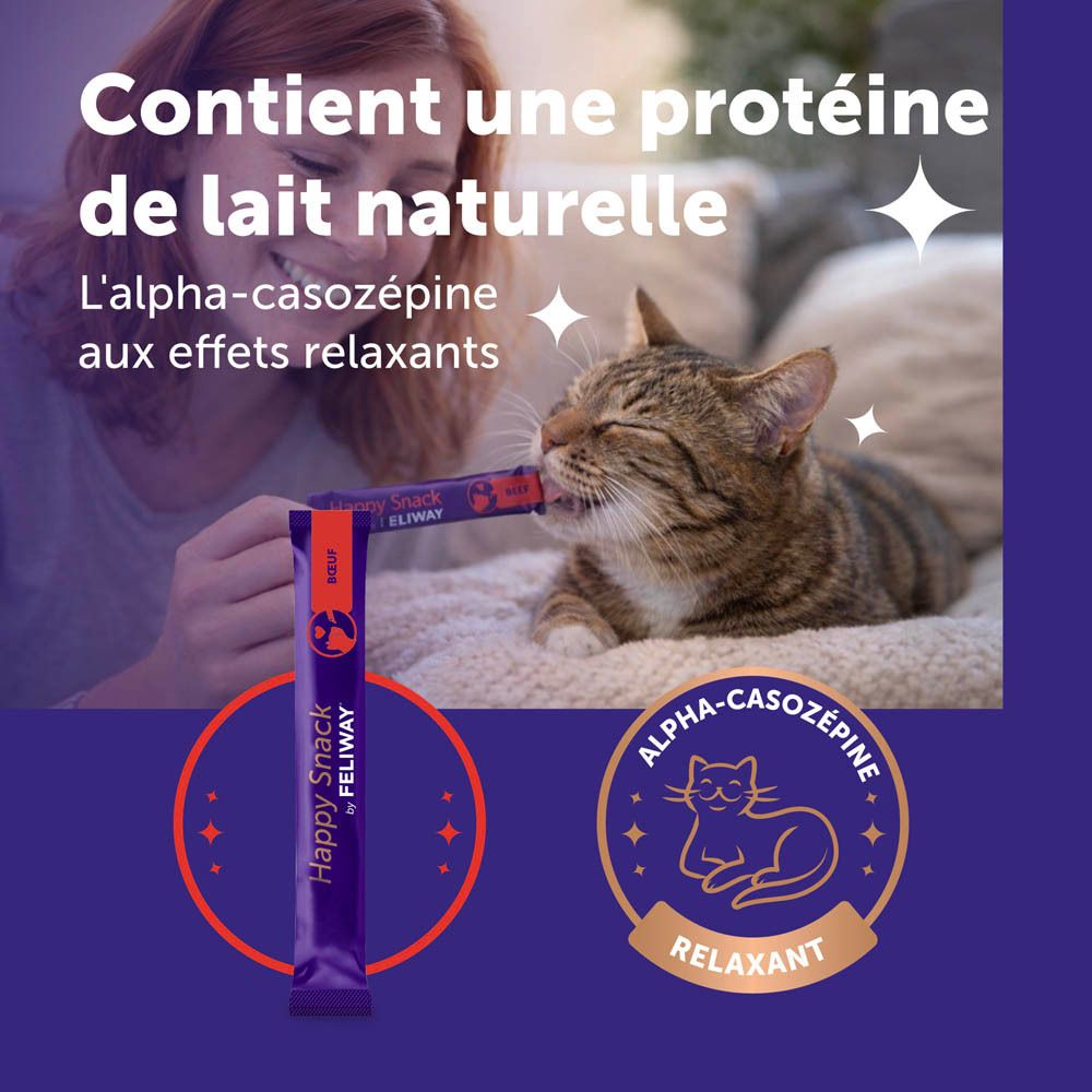 Feliway Happy Snack Bœuf : Un stick individuel, relaxant pour chats.