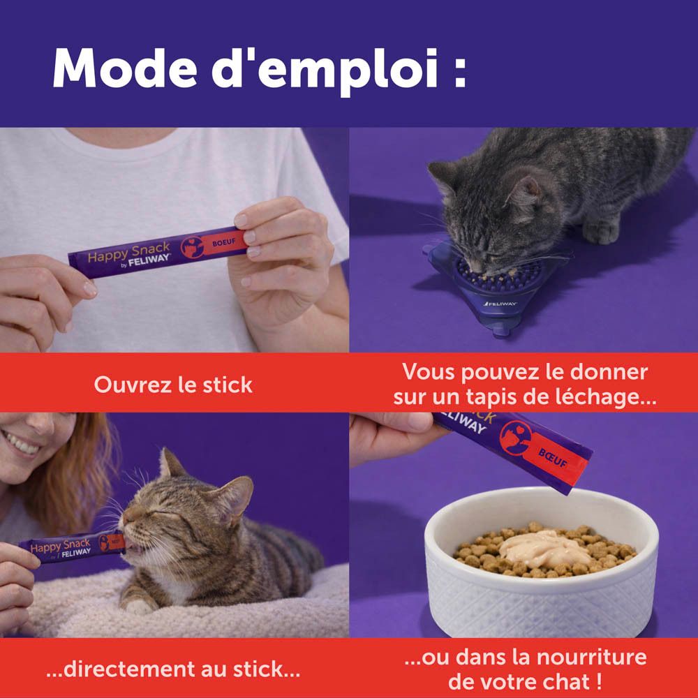Feliway Happy Snack Bœuf : Un stick individuel, relaxant pour chats.
