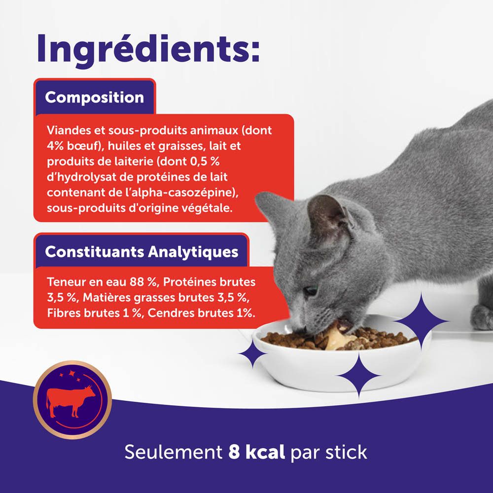 Feliway Happy Snack Bœuf : Un stick individuel, relaxant pour chats.