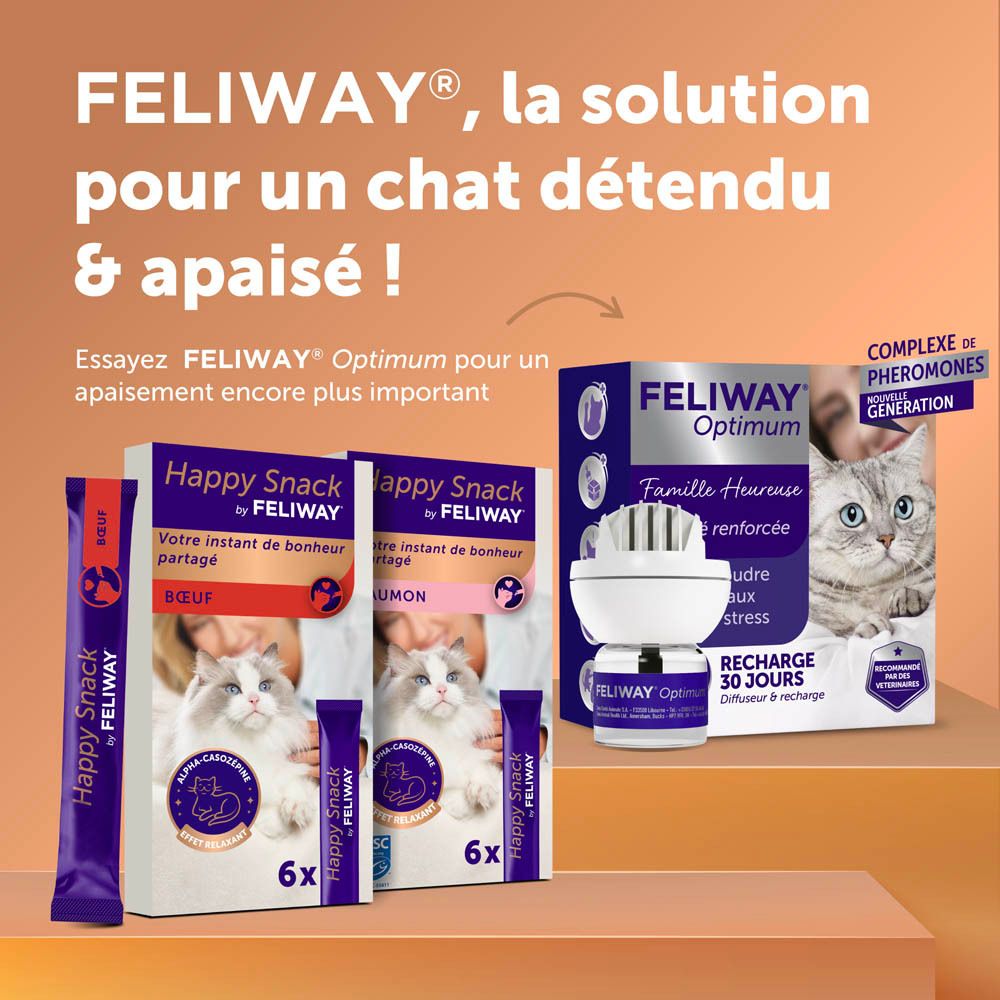 Feliway Happy Snack Bœuf : Un stick individuel, relaxant pour chats.