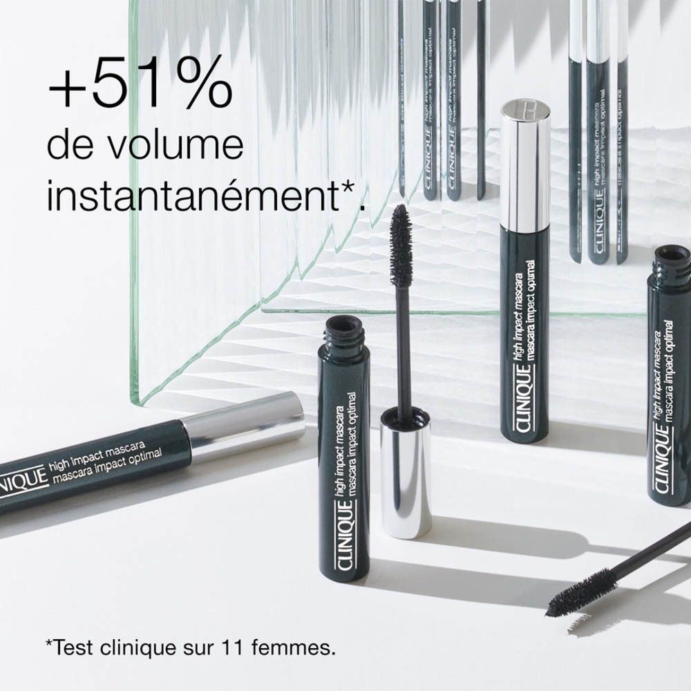 Clinique High Impact Duo Mascara verpakking met geopende voorkant, toont twee tubes en applicators.