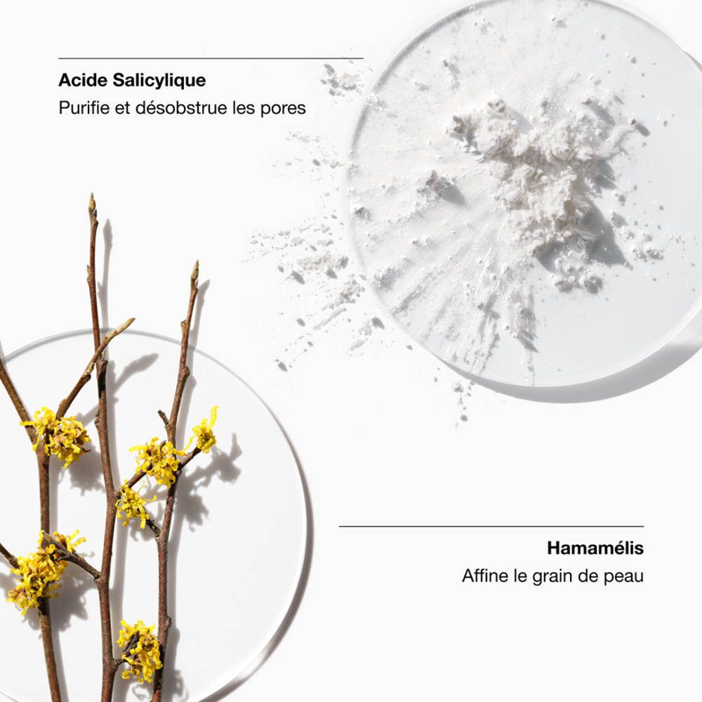 Salicylzuurpoeder en toverhazelaar takken met bloemen.