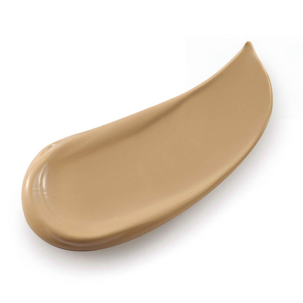 Un échantillon d'un produit de maquillage brun clair.