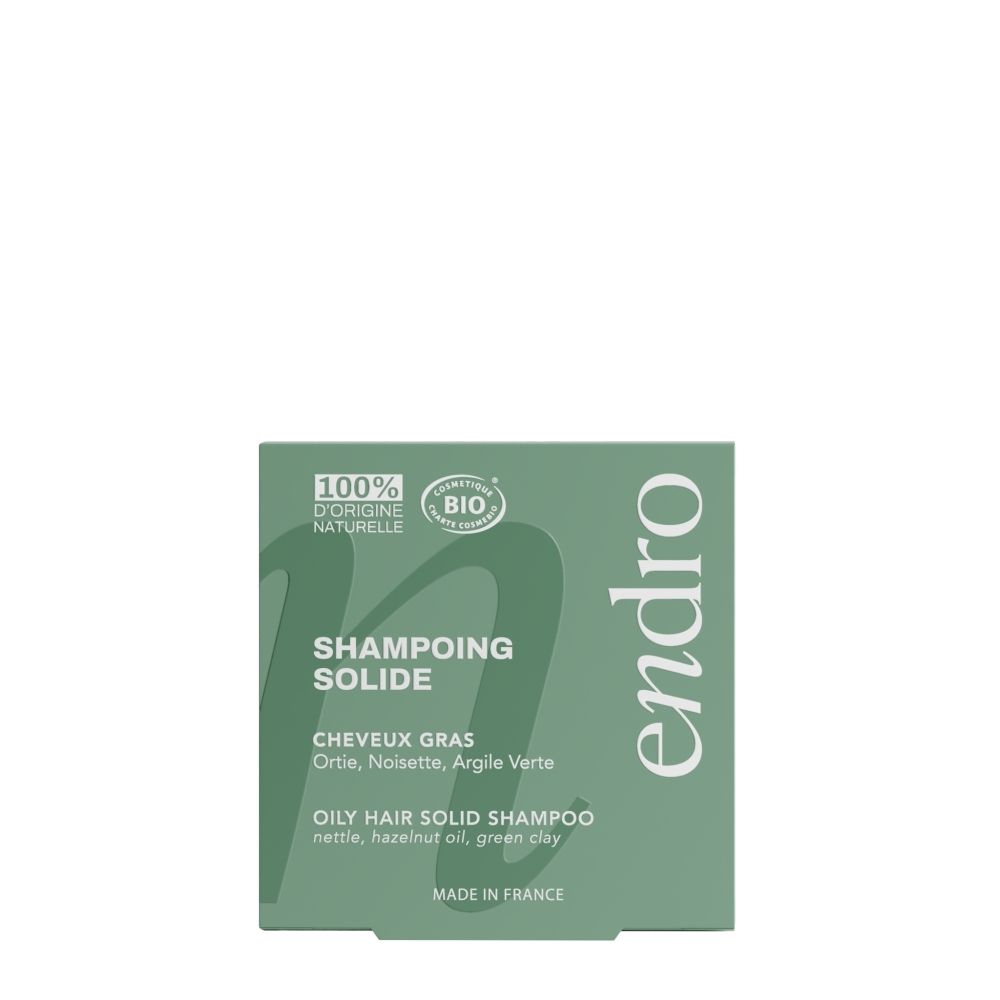 Endro vaste shampoo voor vet haar, voorkant, 100% natuurlijke oorsprong, Bio.
