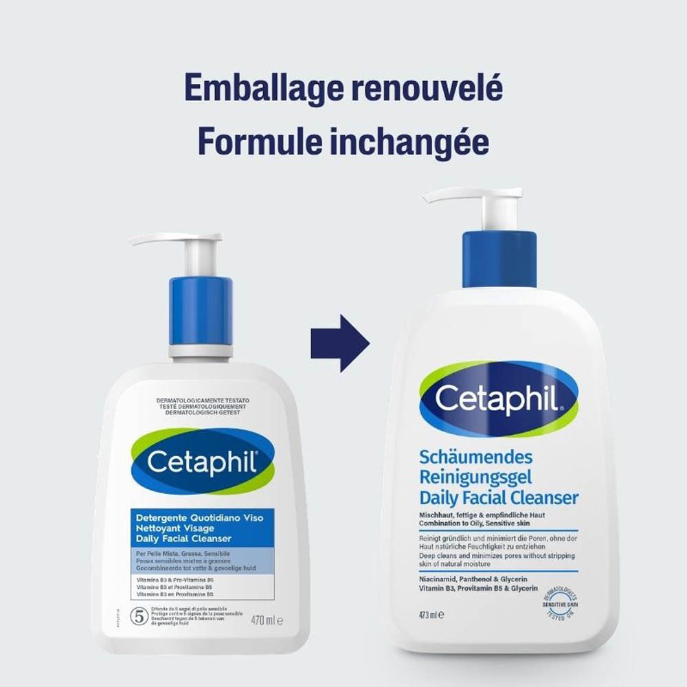Cetaphil Nettoyant Visage Quotidien et Cetaphil Lotion Hydratante.