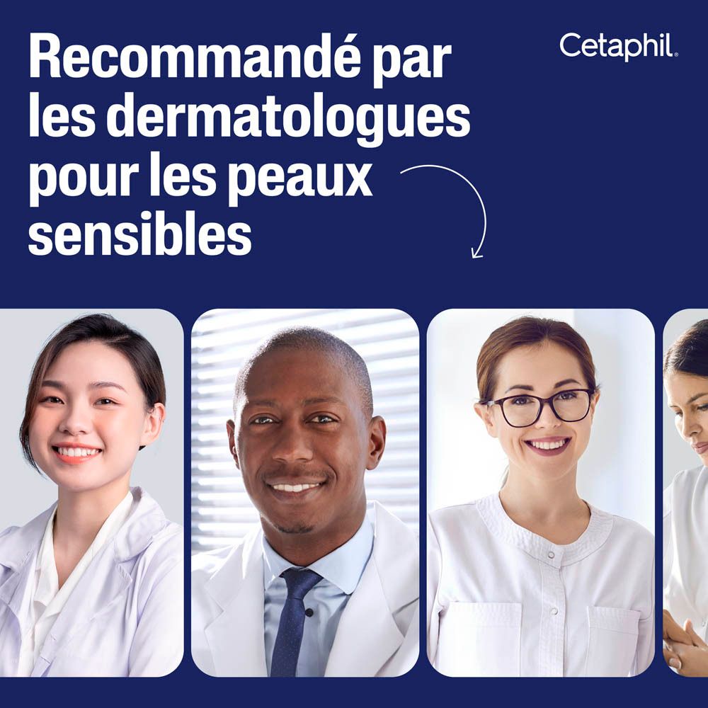 Dermatologues recommandant le Nettoyant doux pour la Peau Cetaphil pour peaux sensibles.