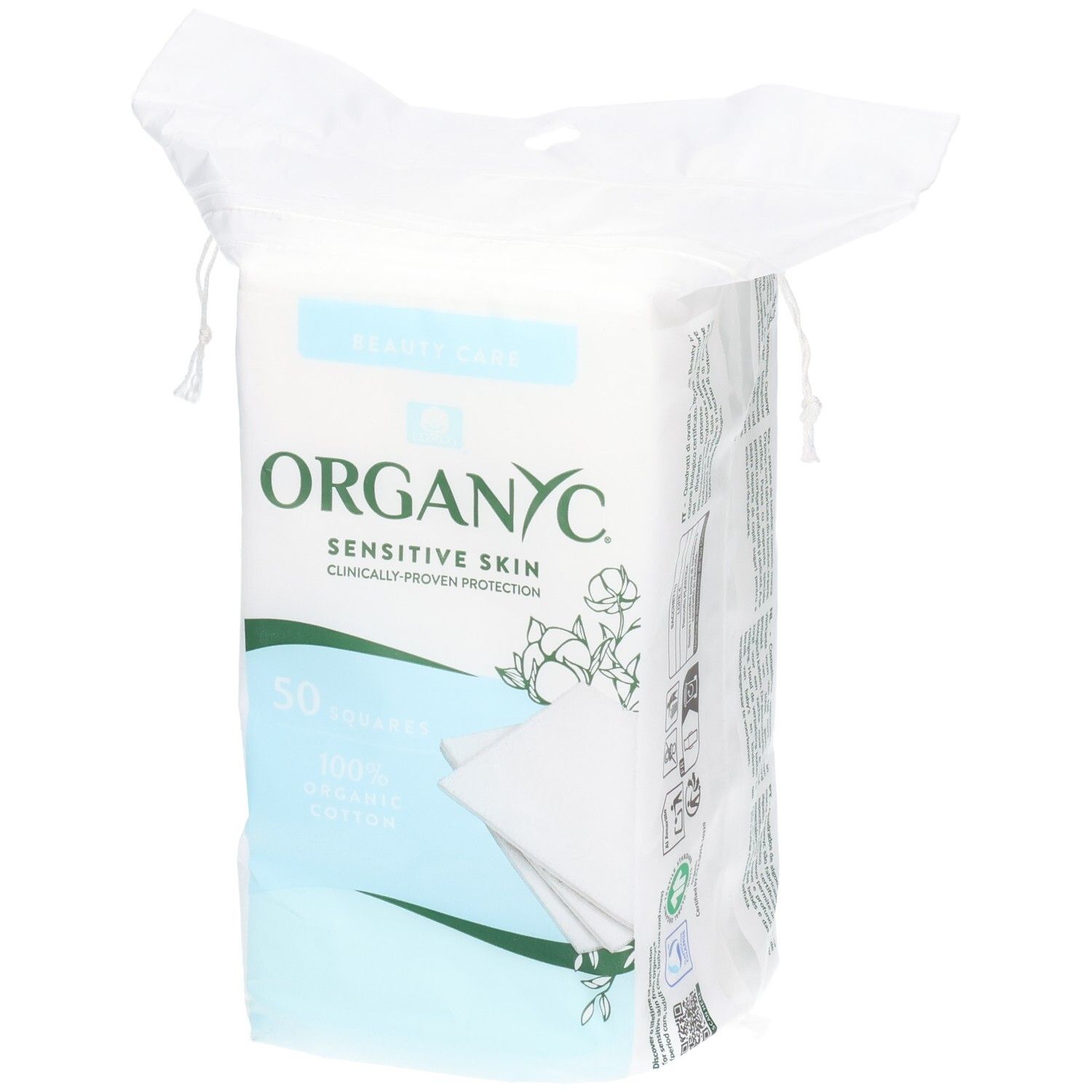 Organyc Beauty Squares, 50 stuks, 100% biologisch katoen voor de gevoelige huid.