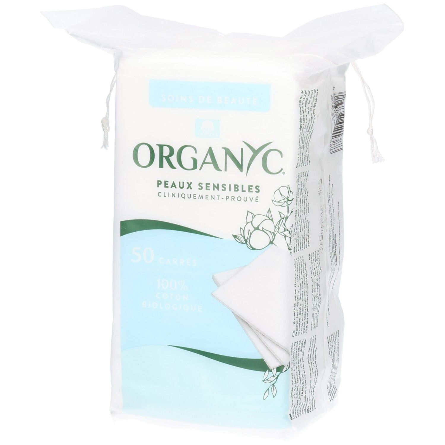 Organyc Beauty Squares, 50 stuks, 100% biologisch katoen voor de gevoelige huid.