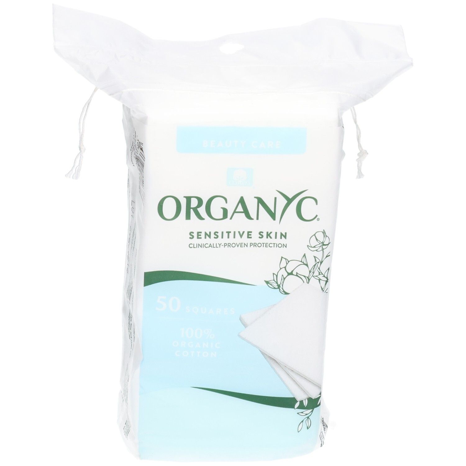 Organyc Beauty Squares, 50 stuks, 100% biologisch katoen voor de gevoelige huid.