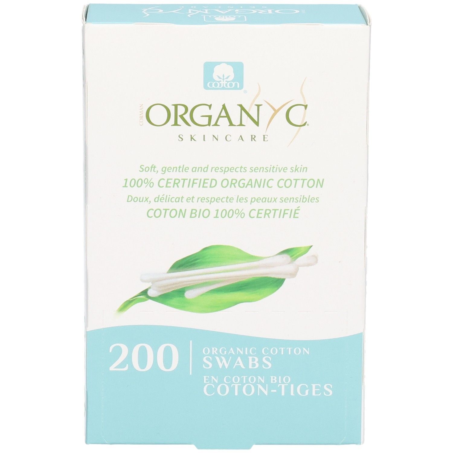 Organyc biologische wattenstaafjes, 200 stuks. Zacht, mild en huidvriendelijk.
