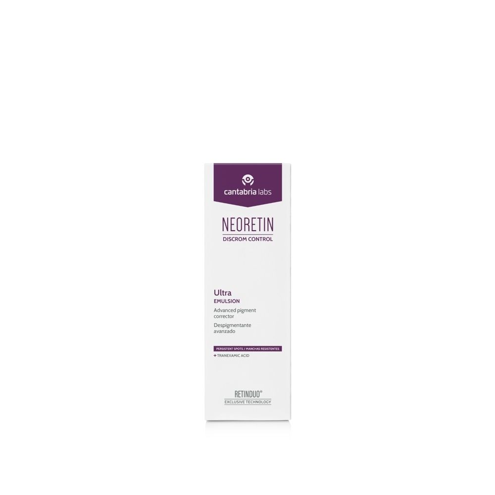 Verpakking van Neoretin Discrom Control Ultra Emulsion, 30ml.