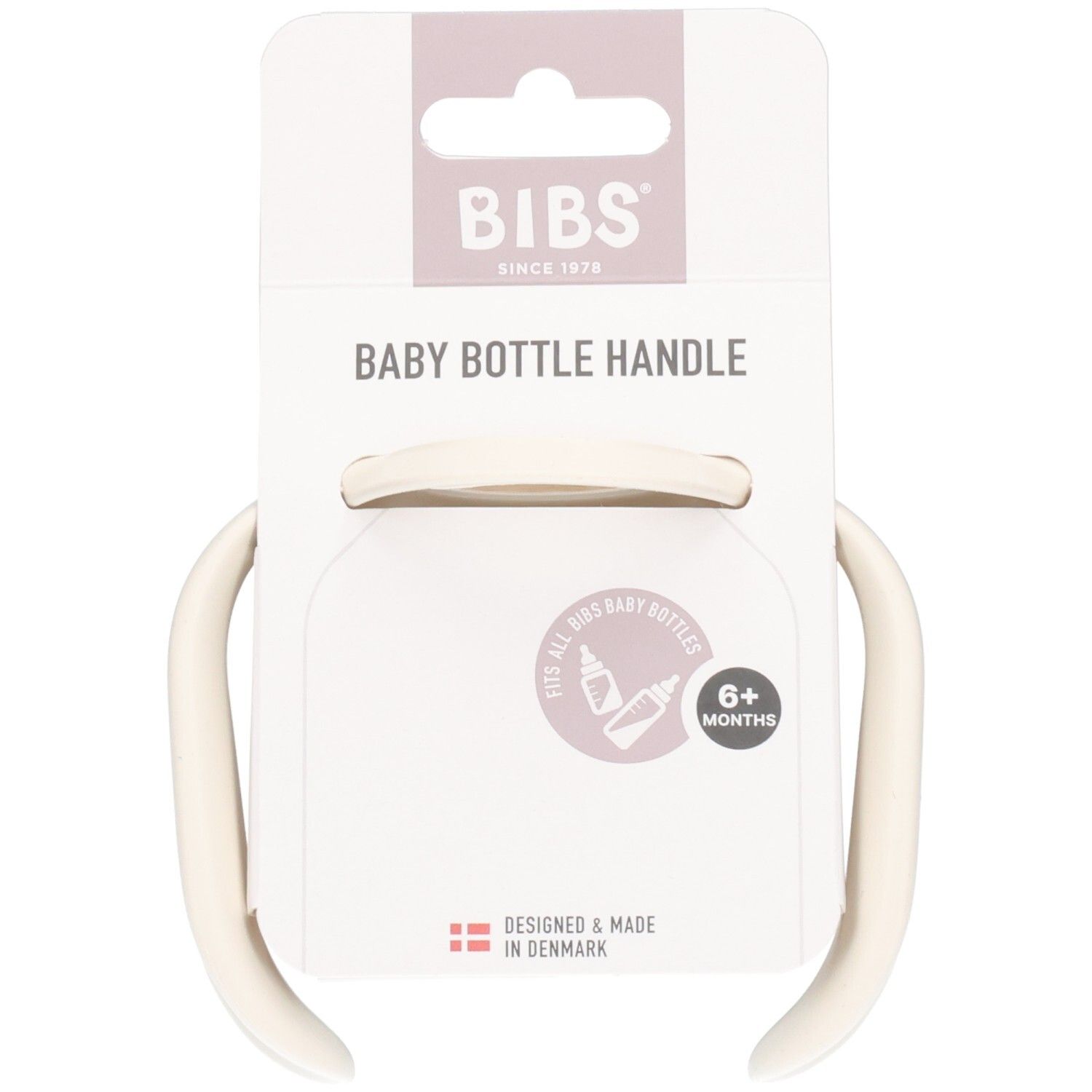 BIBS babyfles handvat in Ivory. Ergonomisch ontwerp voor kleine handjes. Vanaf 6 maanden.