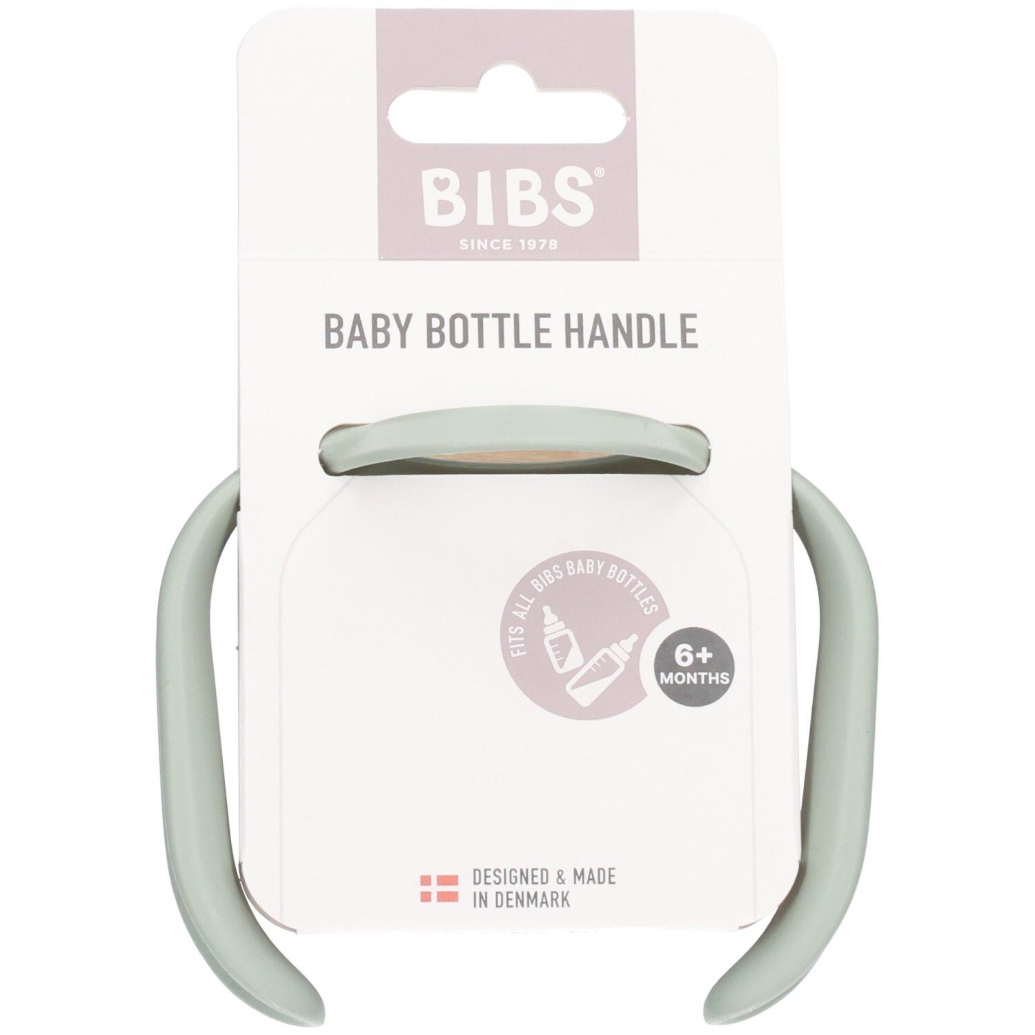 BIBS babyfles handvat lichtgroen, past op alle BIBS babyflessen, vanaf 6 maanden. Gemaakt in Denemarken.