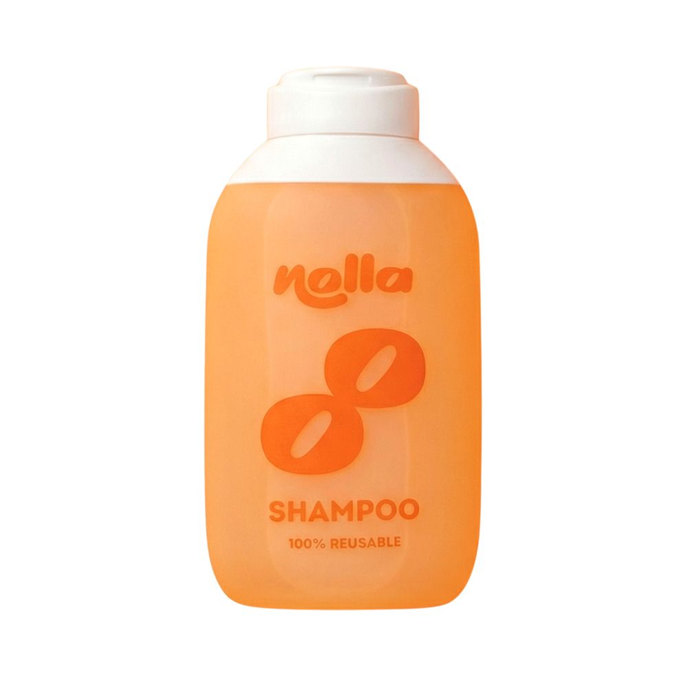 Oranje Nolla shampoo fles, 100% herbruikbaar.