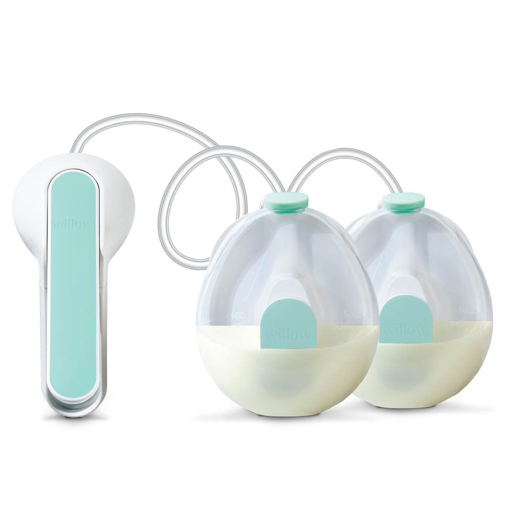 Ensemble Elvie Willow double tire-lait et coupelles de recueil.