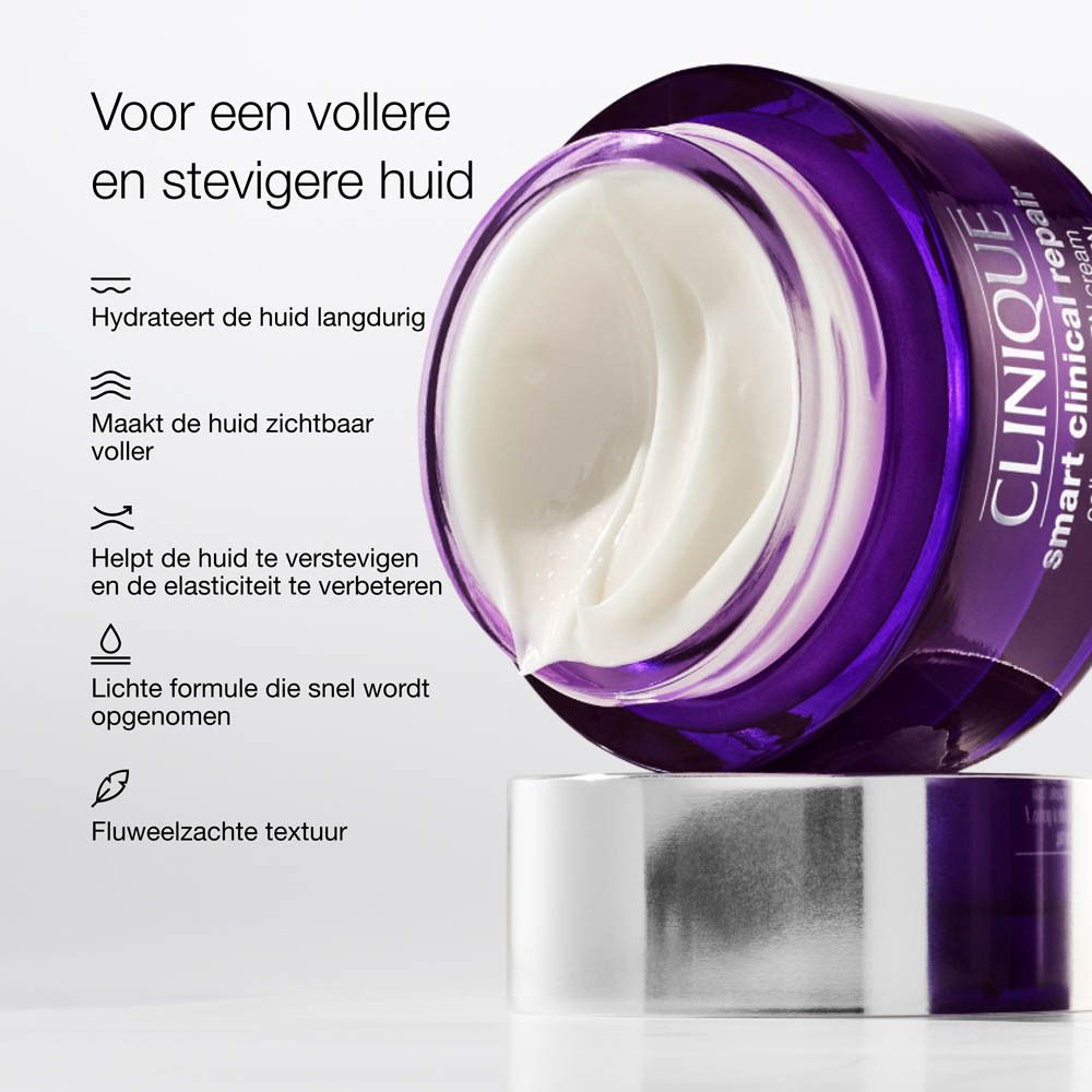 Clinique Smart Clinical Repair pot, zijkant met productinformatie.