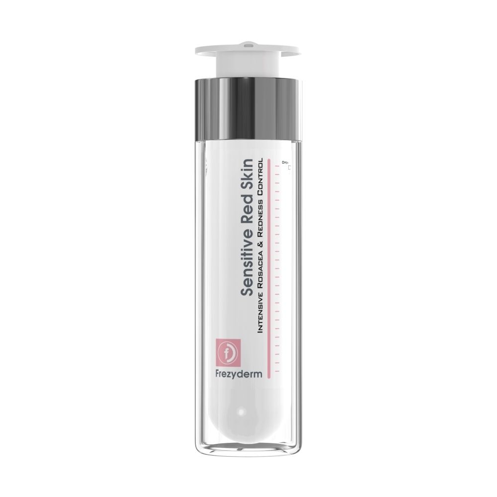 Frezyderm Sensitive Red Skin Gezichtscrème in een pompfles.