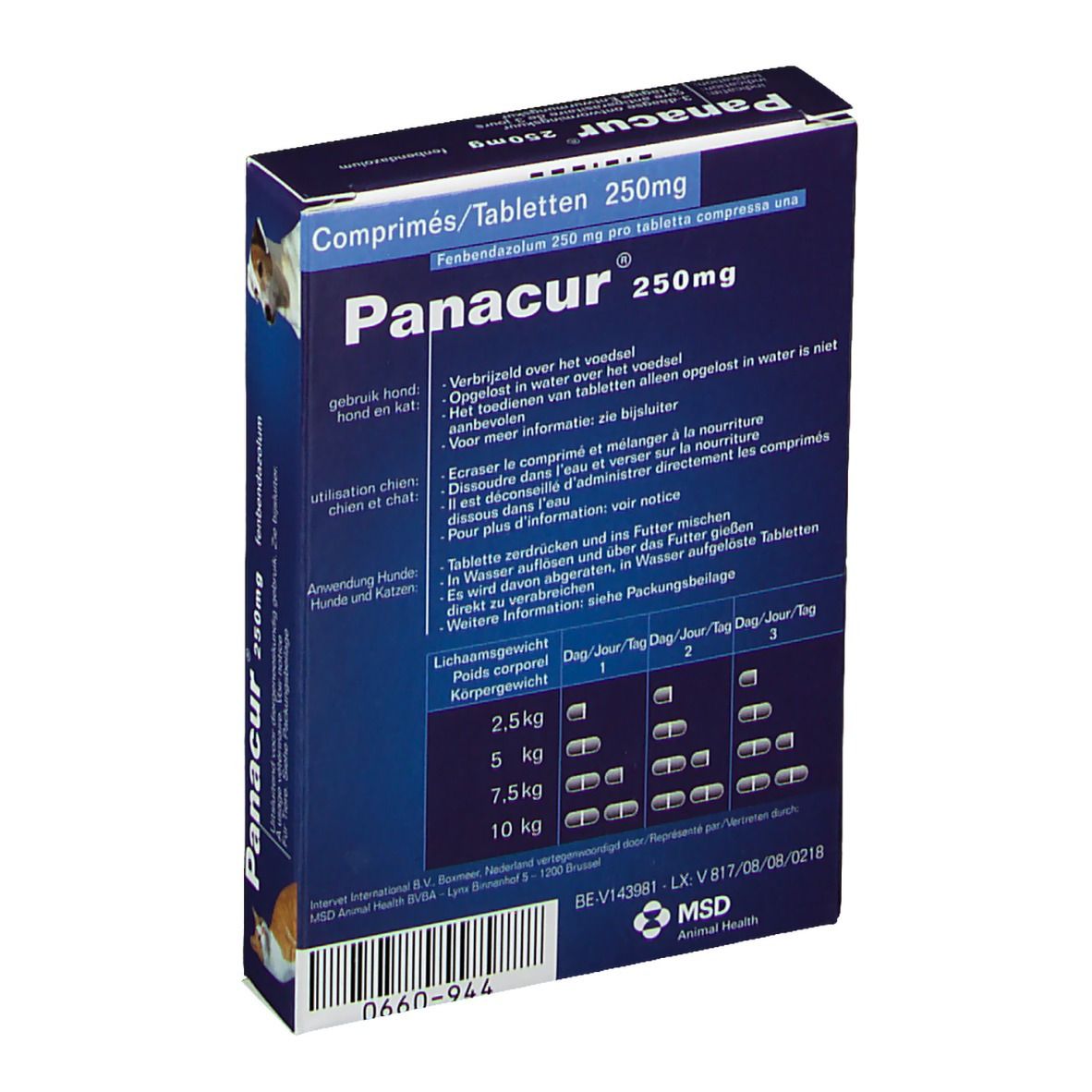 Panacur 250mg Chien et Chat