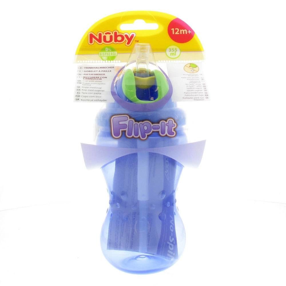 Nuby Gobelet Pp Anti - Goutte  + Paille +12M Bleu