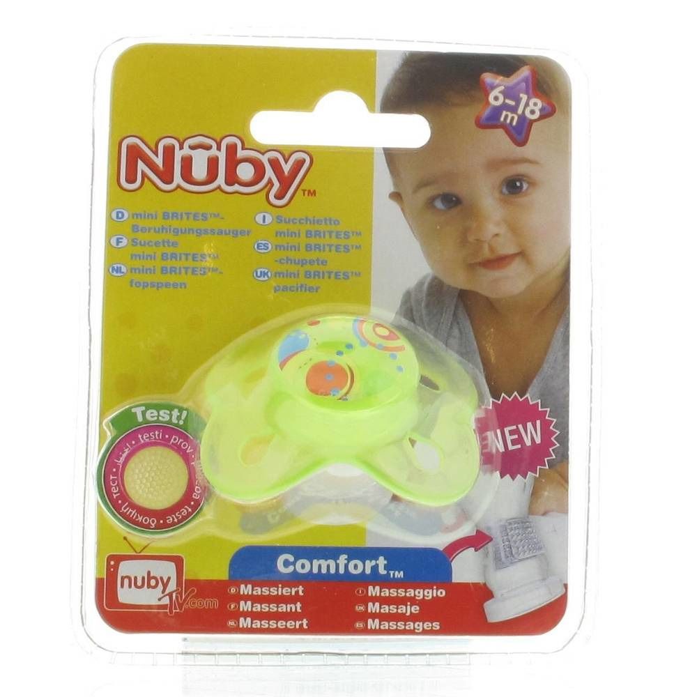 Nuby Sucette Mini Brites Ovale 6-18m Vert