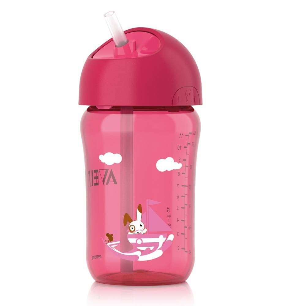 Avent Gobelet 340 Ml Anti-Vide + Paille +18m Rose