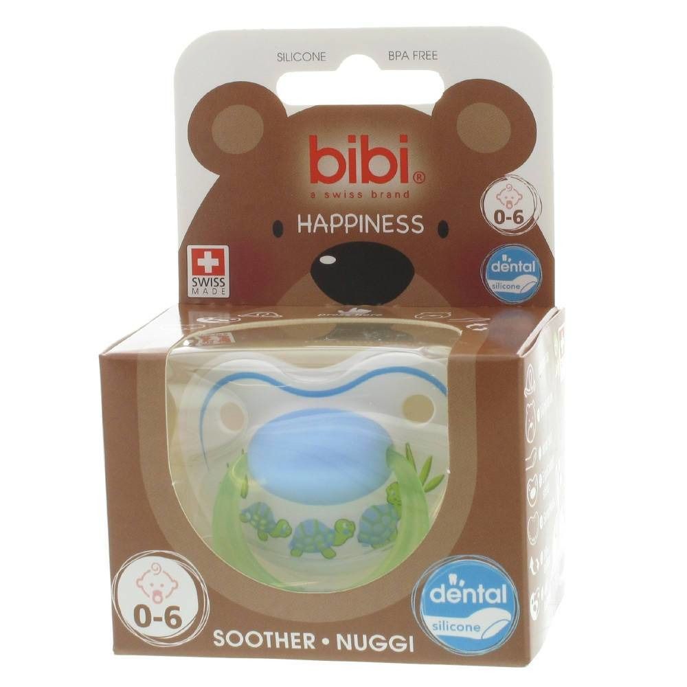 Bibi Fopspeen Happiness Schildpadjes Blauw/Groen Dental 0-6M