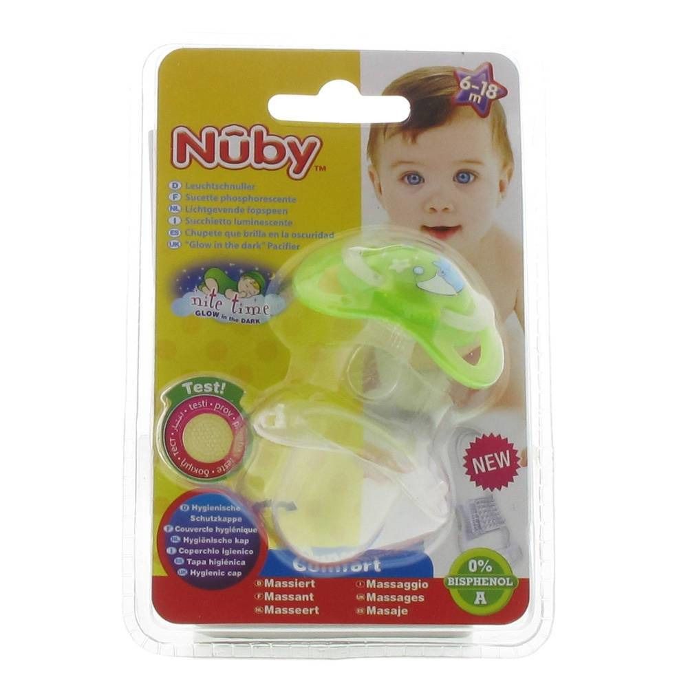 Nuby Sucette Glow In The Dark Orthodontique Verte 6-18m