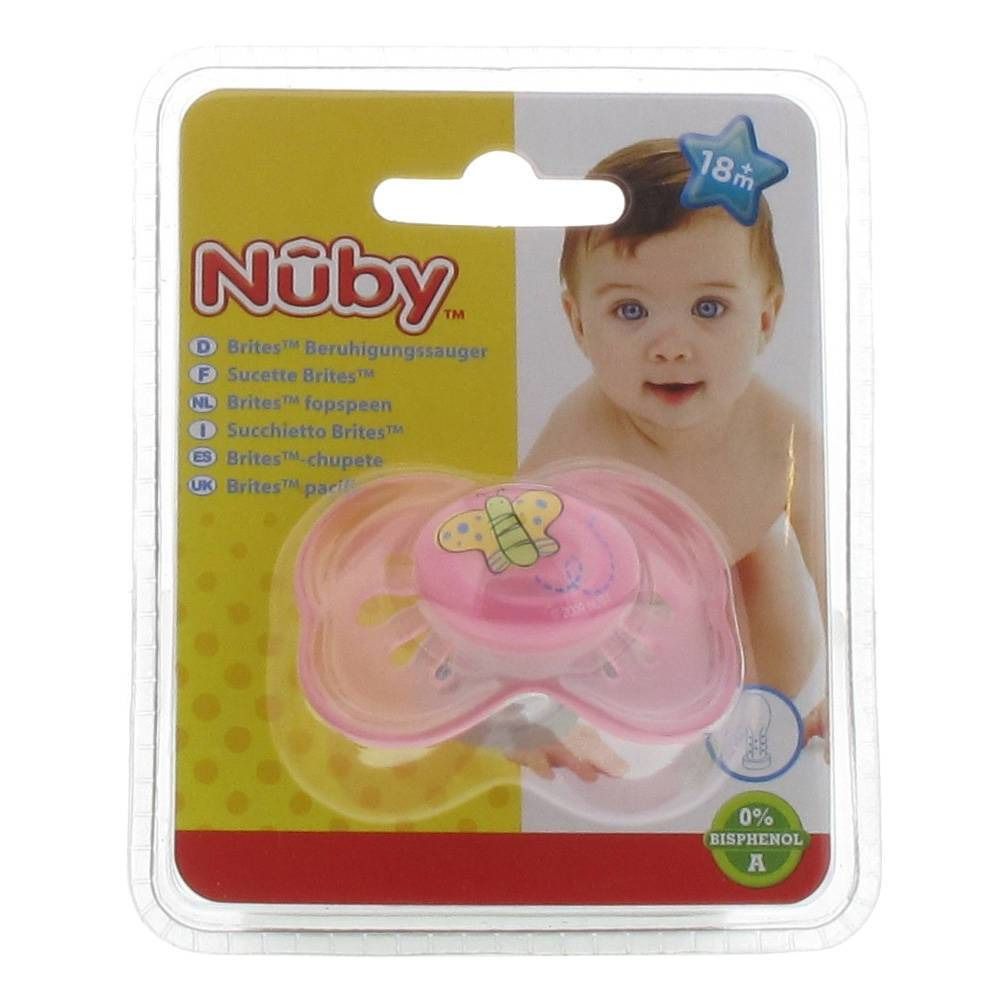 Nuby Sucette Brites Ovale Rose +18 Mois