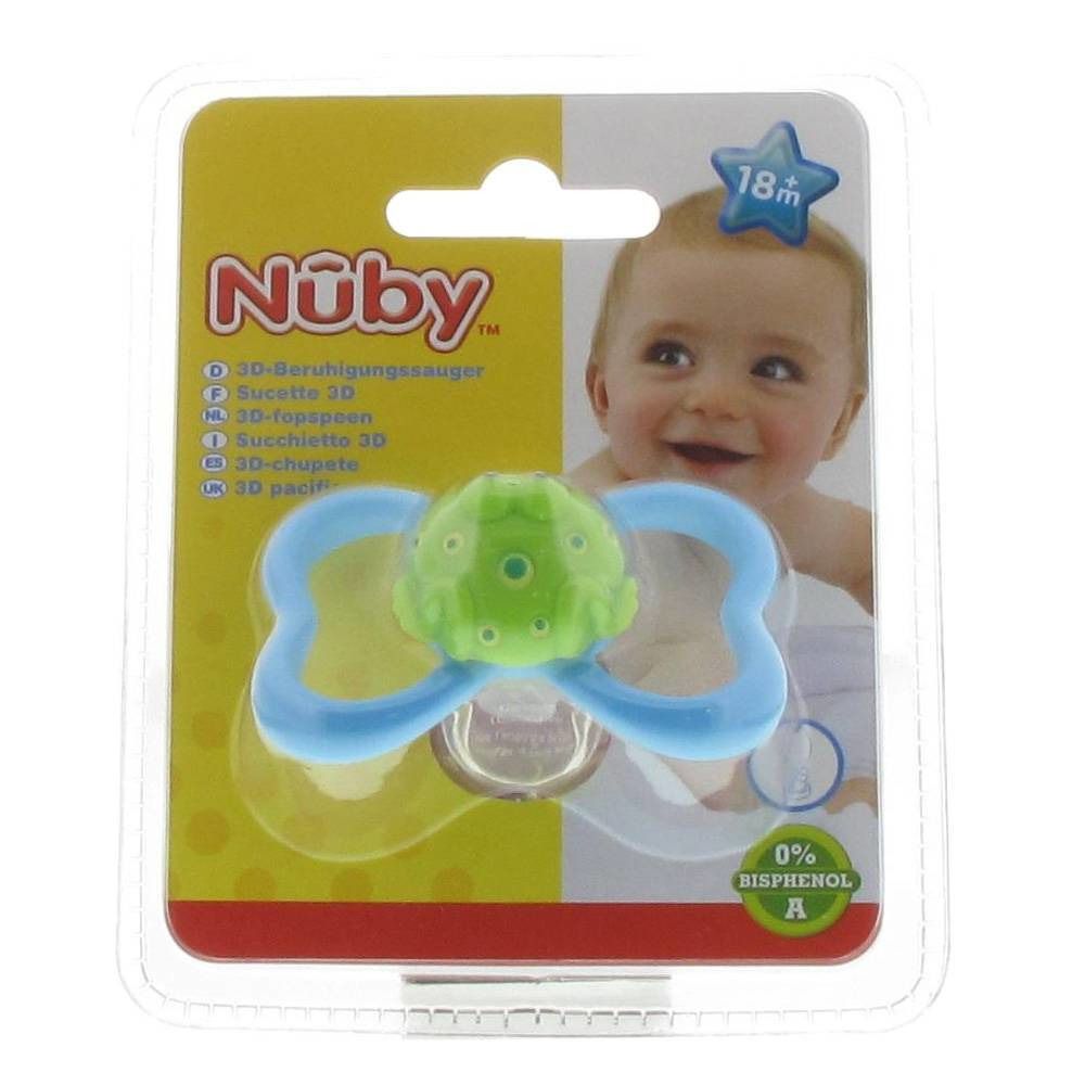 Nuby 3D-Fopspeen Paci-Pals Ovaal Monstertje Turquoise 18M+