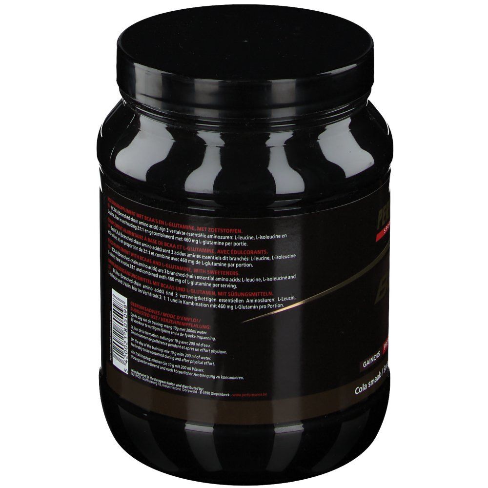 Pot noir, dos. Étiquette avec texte et informations nutritionnelles. Goût cola.