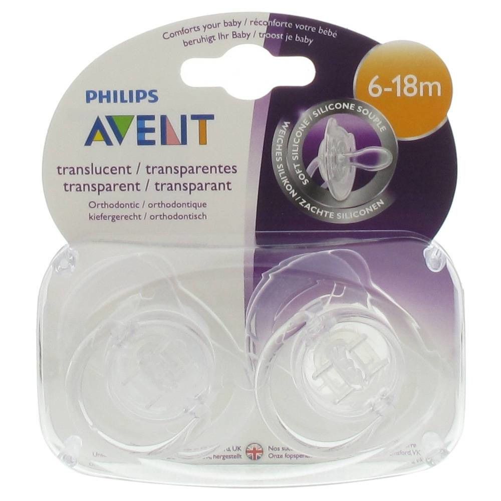 Avent Sucette Transparente Silicon +6M 2 Transparente