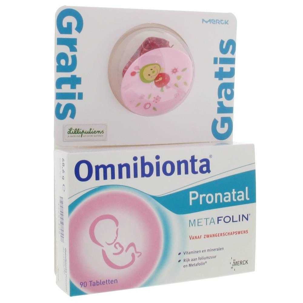 Omnibionta Pronatal Metafolin met GRATIS Lilliputiens Fopspeenhouder Roze