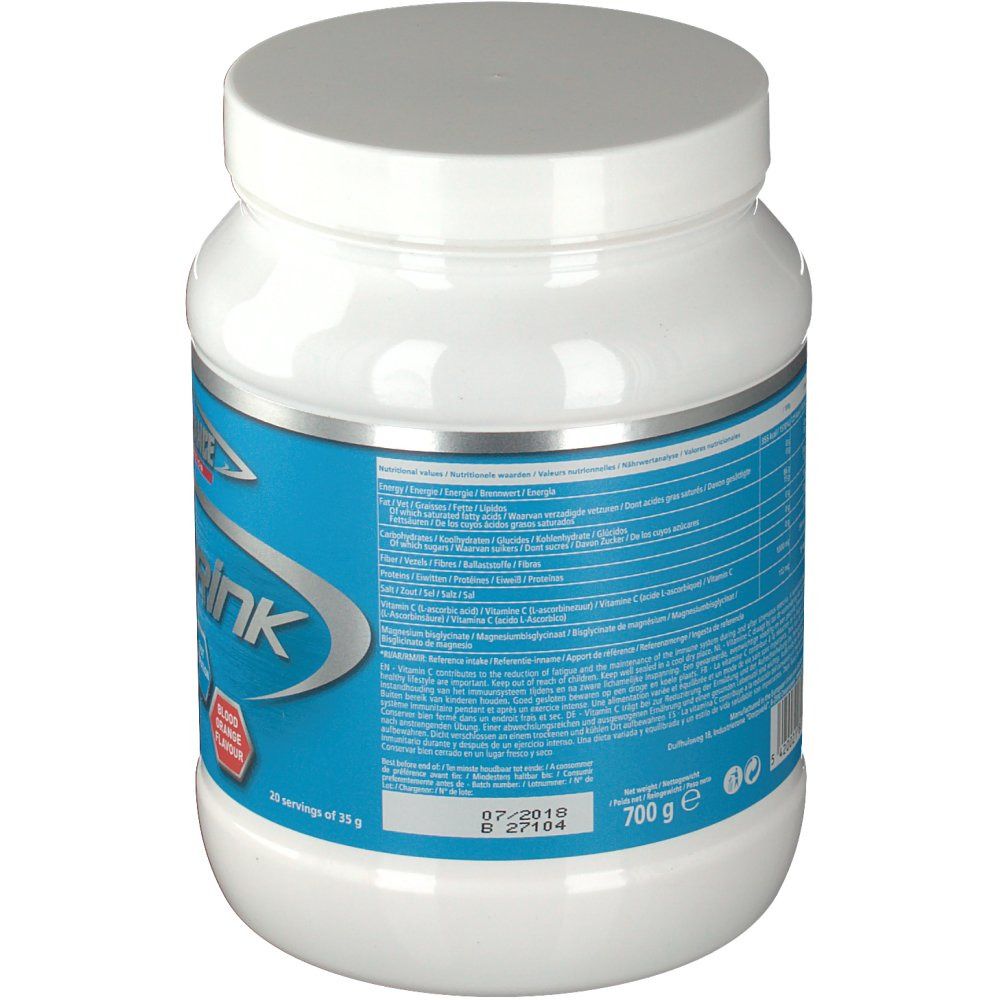 Pot blanc avec étiquette bleue. Dos avec informations nutritionnelles et ingrédients. 700g.