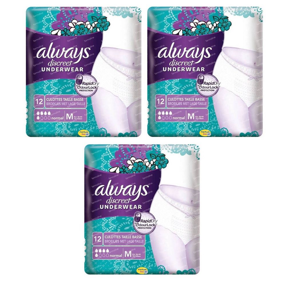 Always Discreet Incontinence Pants Medium Taille Basse 2+1 GRATUIT
