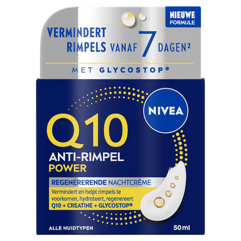 NIVEA Q10 POWER Crème de nuit anti-rides, vue de face.