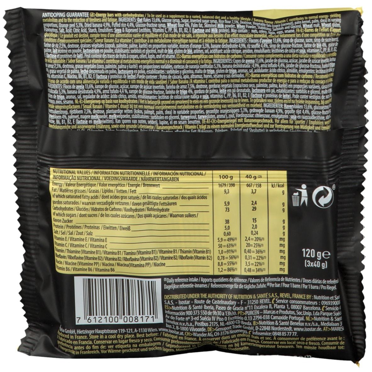 Isostar High Energy Sport Bar Banana 3-Pack