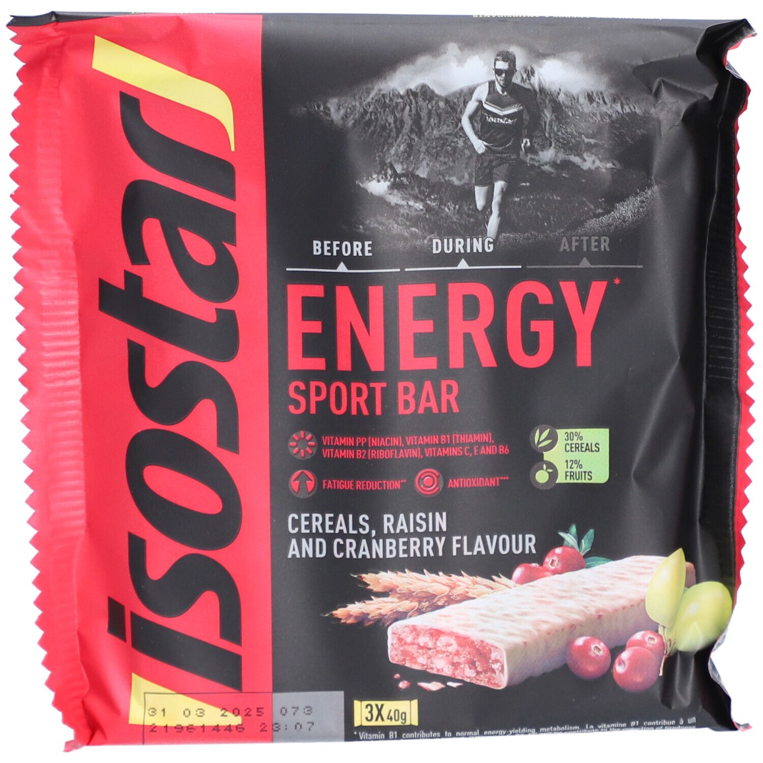 Isostar High Energy Sport Bar Antioxidant Raisin & Canneberge 3-Pack