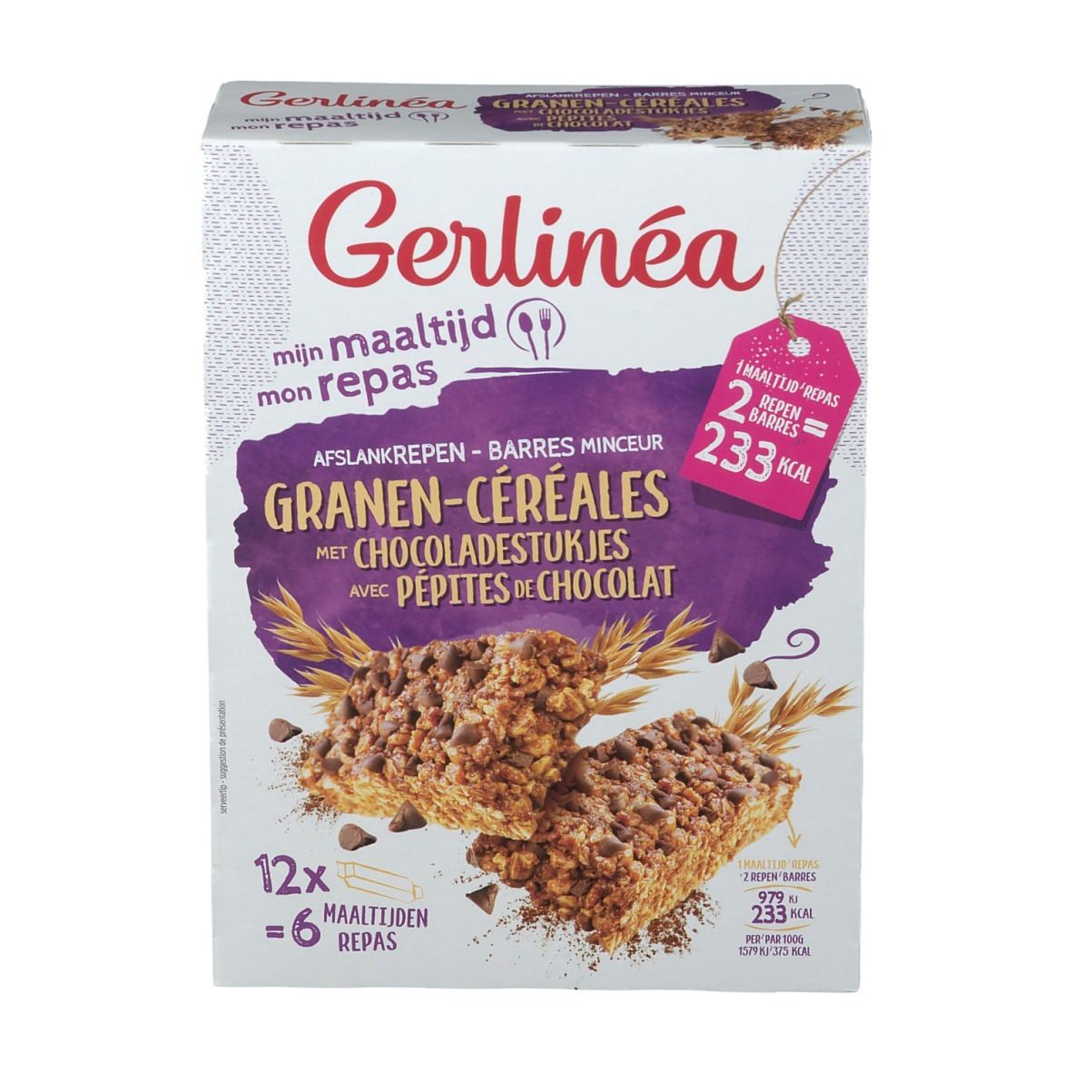 Gerlinéa Mon Repas Barres Céréales avec Pépites de Chocolat