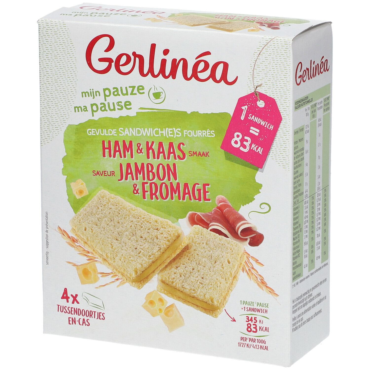 Gerlinéa Ma Pause Sandwichs Fourrés Jambon & Fromage