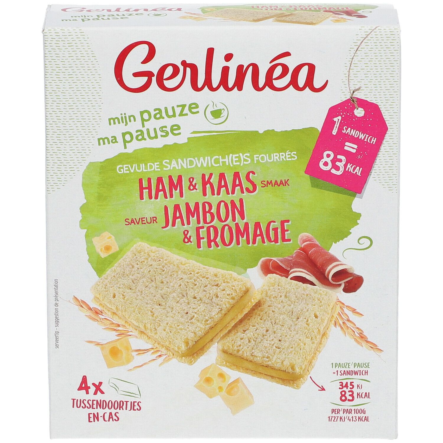 Gerlinéa Ma Pause Sandwichs Fourrés Jambon & Fromage